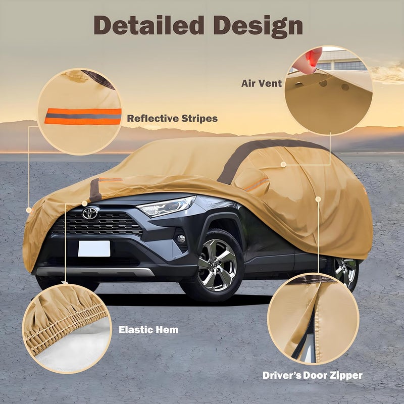 FSGRICH RAV4 Car Cover Waterproof All Weather Compatible with Toyota RAV4(2006-2024), Outdoor Anti-UV Sun Rain Protection Full Exterior Cover - Image 2